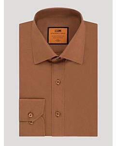 Steven Land Spice Brown Stretch Travel Slim Fit Dress Shirt TC100 