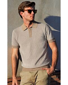 The Image Men's Slim Fit Short Sleeve Knit Polo Shirt SW106 Beige