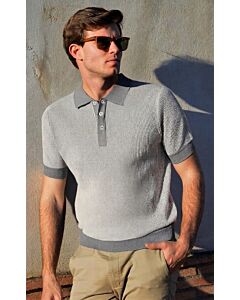 The Image Men's Slim Fit Short Sleeve Knit Polo Shirt SW106 Light Grey