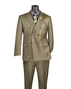 Vinci Executive Dusty Green Sharkskin Double Breasted Suit DRK-5
