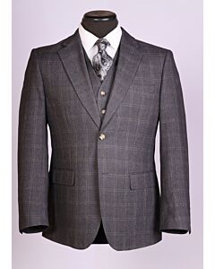 Vitali Charcoal Windowpane Vested Modern Fit Suit M2310