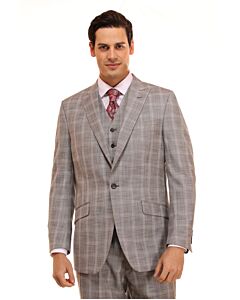 Vitali Grey Plaid Modern Fit Vested Suit M9687