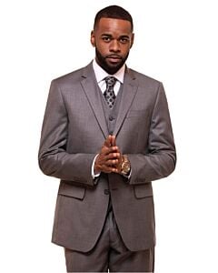 Vitali Grey Sharkskin Modern Fit Vested Suit M3090-2