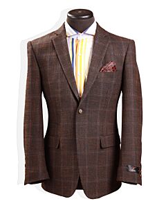 Vitali Men's Brown Windowpane Modern Fit Sport Coat C6120