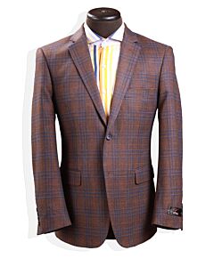 Vitali Men's Taupe Plaid Modern Fit Sport Coat C7143
