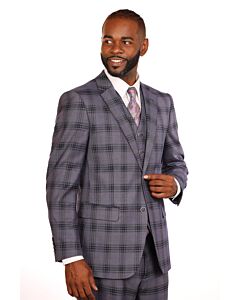Vitali Purple Plaid Vested Modern Fit Suit M8607