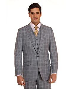 Vitali Steel Plaid Modern Fit Vested Suit M9687