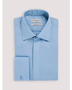 Steven Land Elite Non Iron Lt Blue Tonal Dot French Cuff Dress Shirt Opulence WW43F