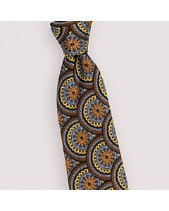Steven Land Big Knot Brown Medallion Silk Tie Set-BW306-3
