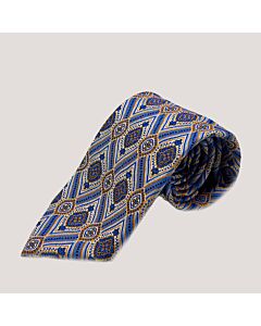 Steven Land Big Knot Blue Medallion Silk Tie Set-BW2428-17