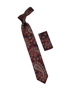 Steven Land Big Knot Red Paisley Silk Tie Set-BW254-05