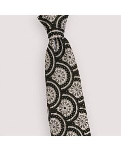 Steven Land Big Knot Black Medallion Silk Tie Set-BW306-1