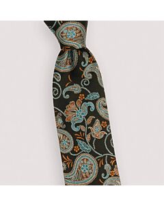 Steven Land Big Knot Black/Aqua Paisley Silk Tie Set-BW316-1