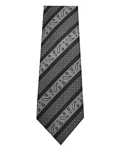 Steven Land Hi-Density Silver/Black Stripe Paisley Tie Set HD2171-1