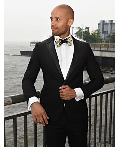Steven Land Black Solid Ultra Slim Fashion Suit Dante Tux SL77-001