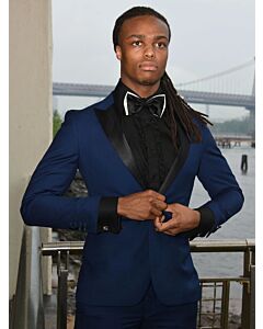 Steven Land Blue Solid Ultra Slim Fashion Suit Dante Tux SL77-154