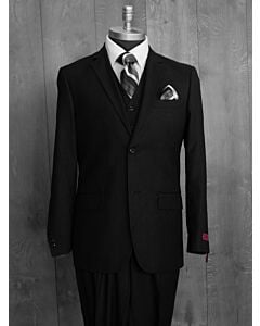 Gilardini Uomo Black Modern Fit Vested Suit AGO G401