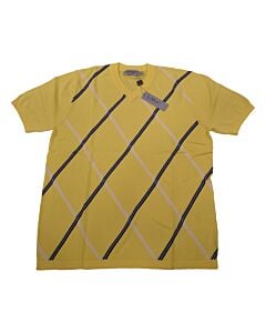Lavane Men's V-Neck Short Sleeve Knit Sport Shirt 2004 Butter