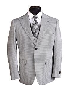 Vitali Grey Houndstooth Vested Modern Fit Suit M5917