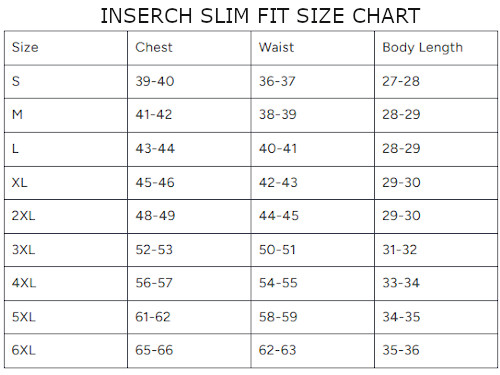 Inserch Slim Fit Size Chart
