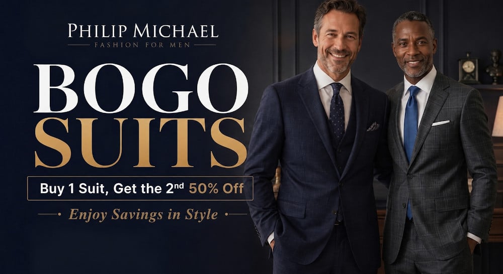 BOGO Suits Buy One Suit Get the 2nd 50% Off