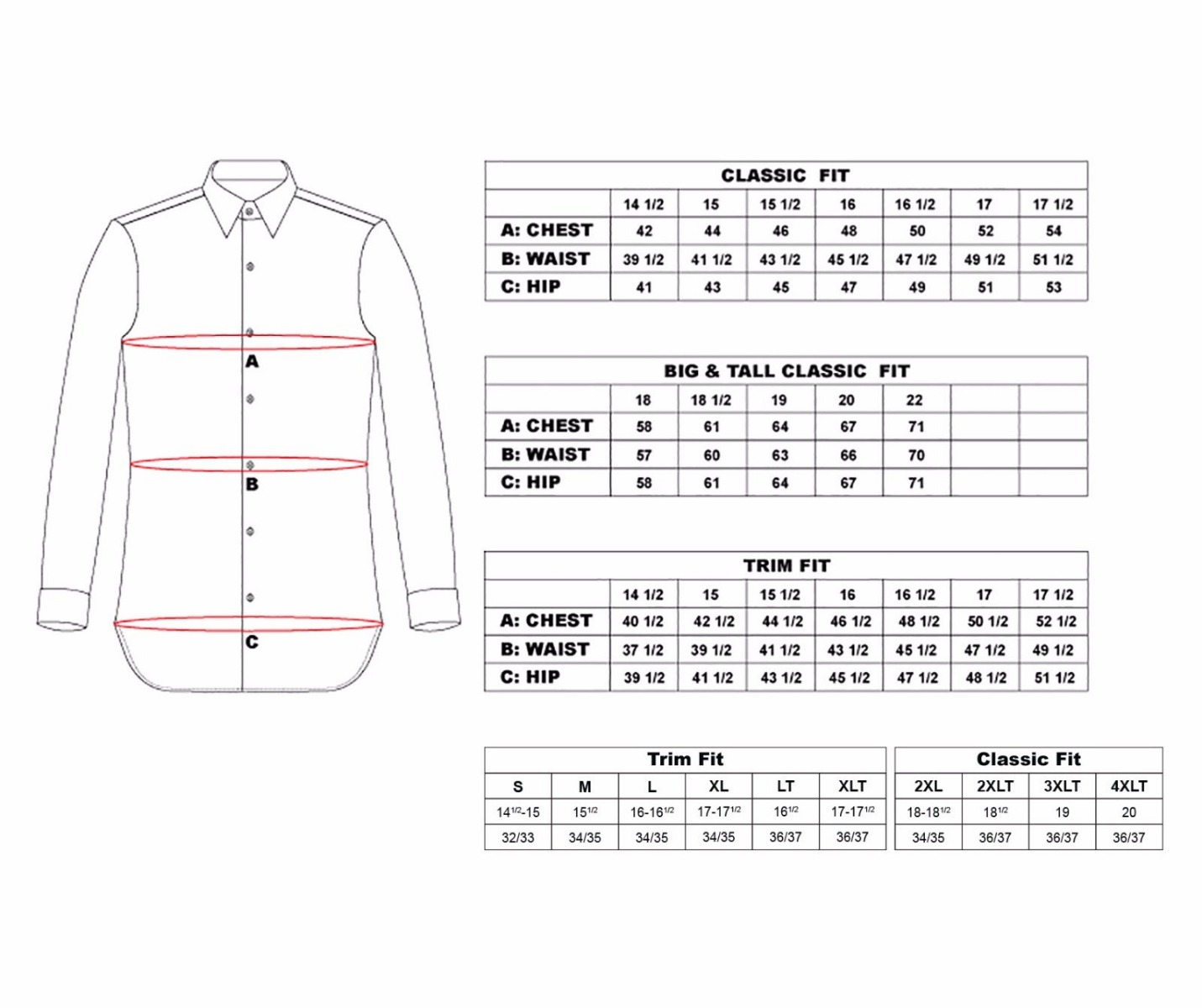 Dress Shirt Chart